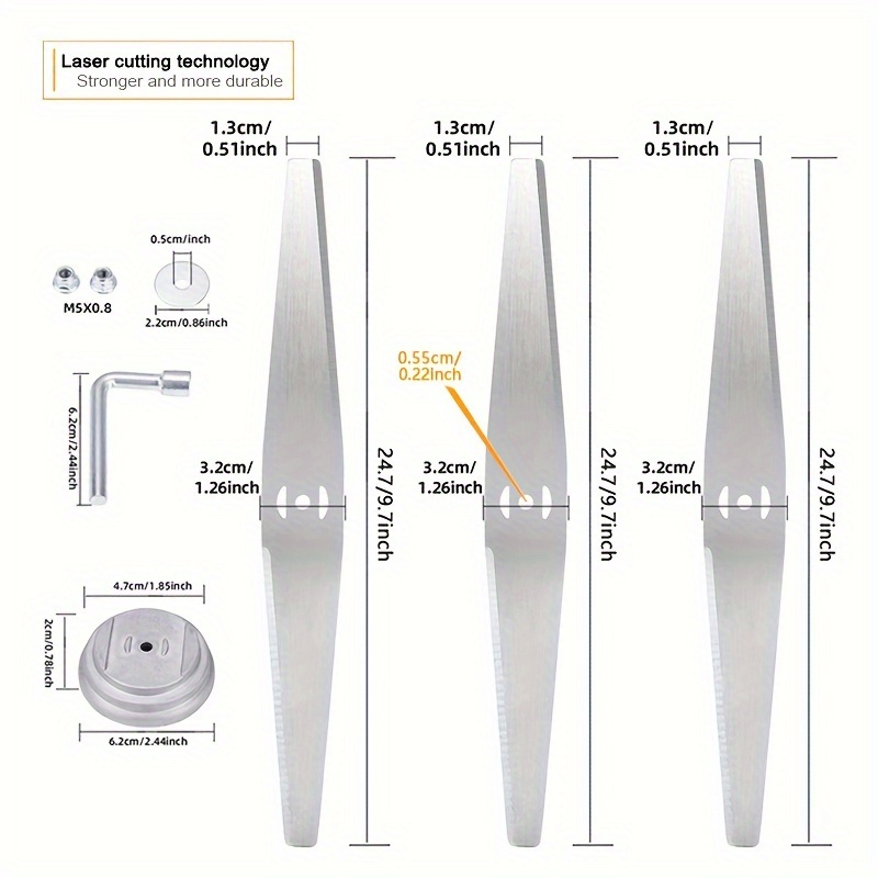 5 Inch Propeller - 3 Peças de Lâminas Retas para