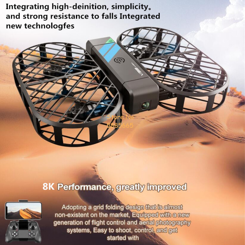 Câmera HD 8K 360 °   Proteção  - Brushed Drone Motor avaliação e preço