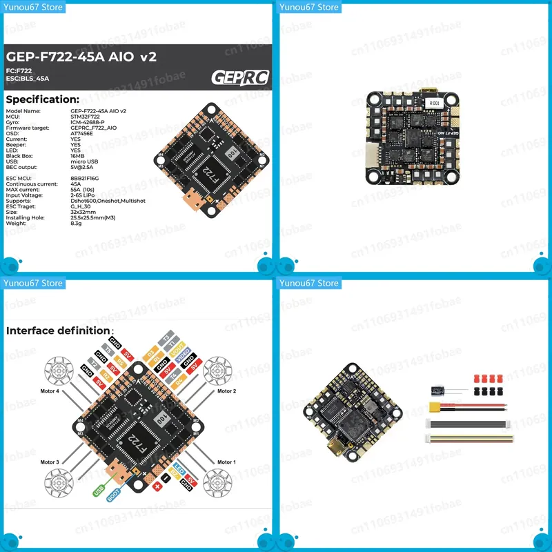Controlador de Voo AIO V2 GEPR - F722 Flight Controller avaliação e preço