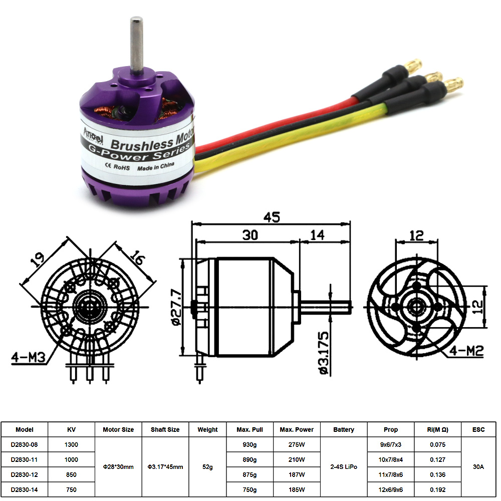 Motor sem escova D2830 1300KV  - Brushed Drone Motor avaliação e preço