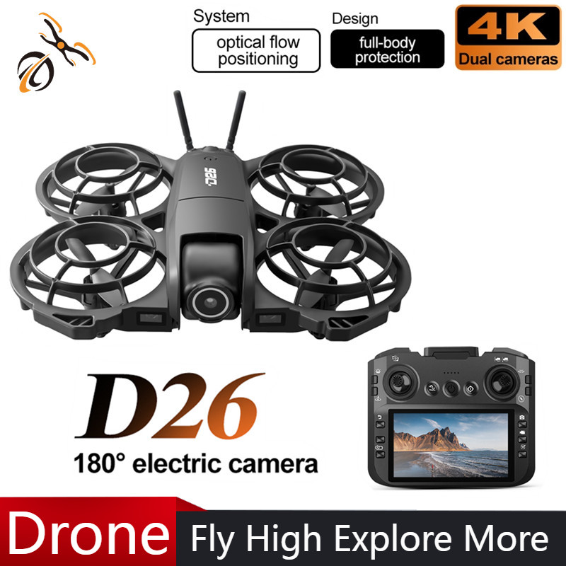 Drone D26 4K Aéreo HD 180 °    - Brushed Drone Motor avaliação e preço