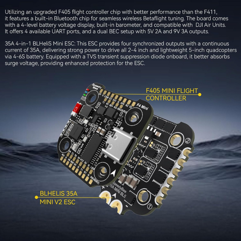 F405 Mini Stack BLS 35A 4 em 1 - F405 Flight Controller avaliação e preço